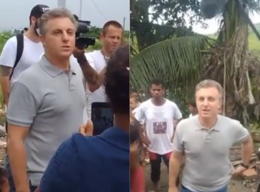 Luciano Huck grava com vítimas das enchentes no sul da Bahia